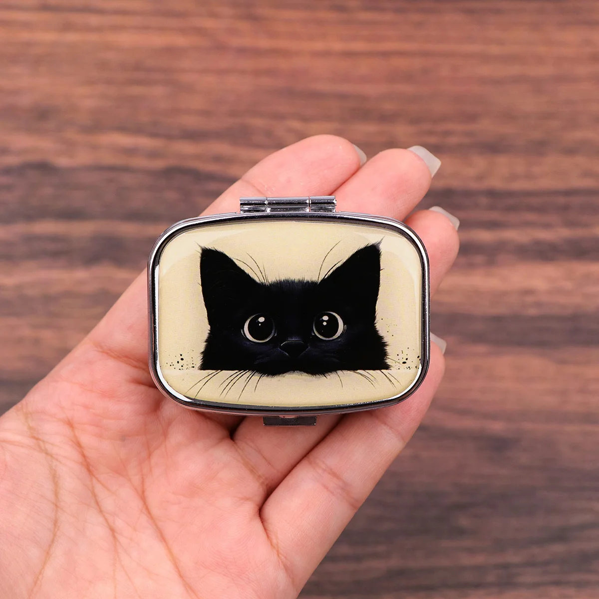 Cute Black Cat Travel Pill Organizer Pocket Portable Pill St