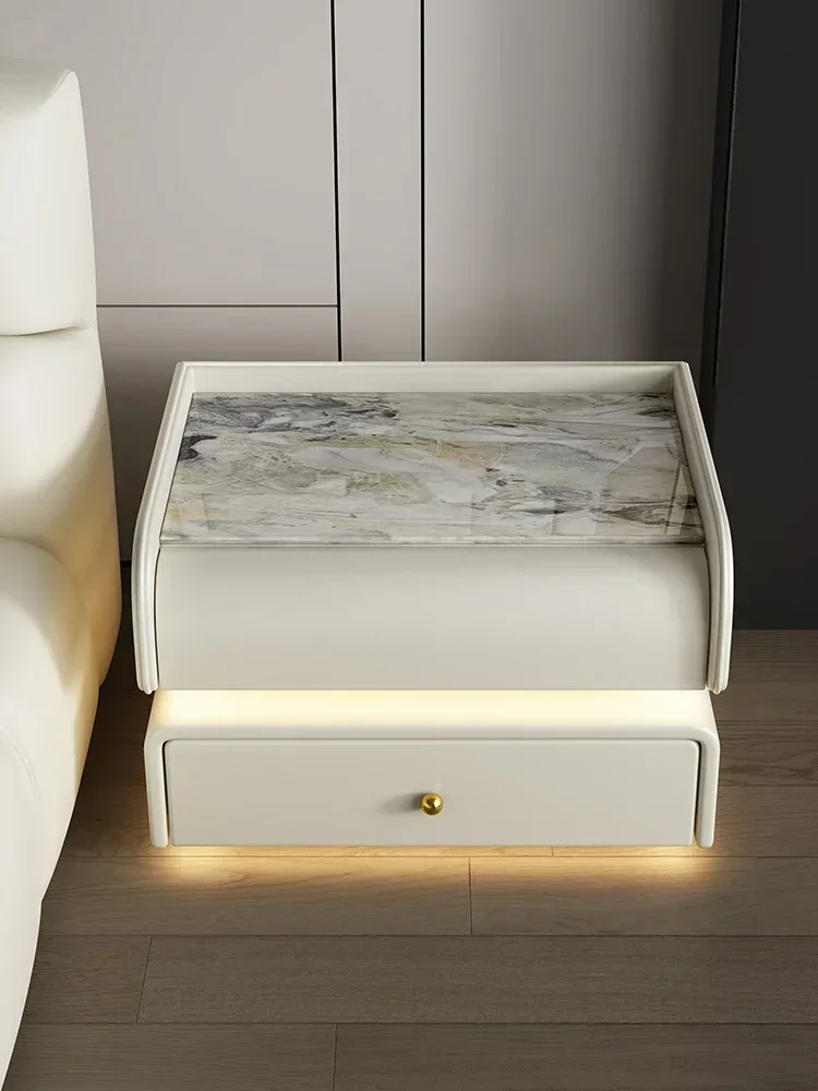 Intelligent bedside table modern minimalist cream wind online celebrity Italian minimalist bedroom wireless