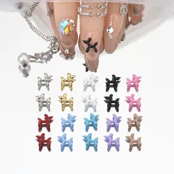 10pcs Alloy Dog Nail Charms 3D Color Animals Rhinestones Nail Art Decorations Supplies DIY Shiny Gold Silver Nails Accessories