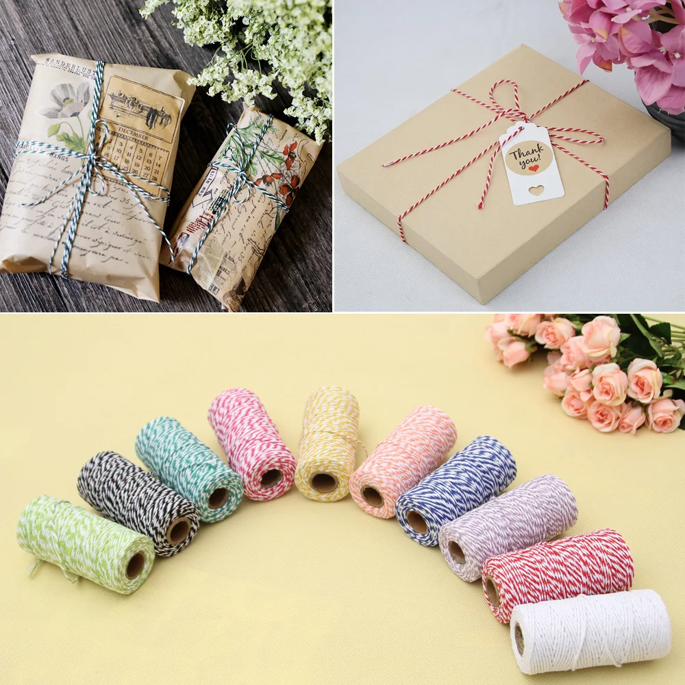 2mm Double-Color Cotton Rope Two-Color Decorative Thread Handmade DIY Color Packaging Gift Cotton Rope Outer Packaging