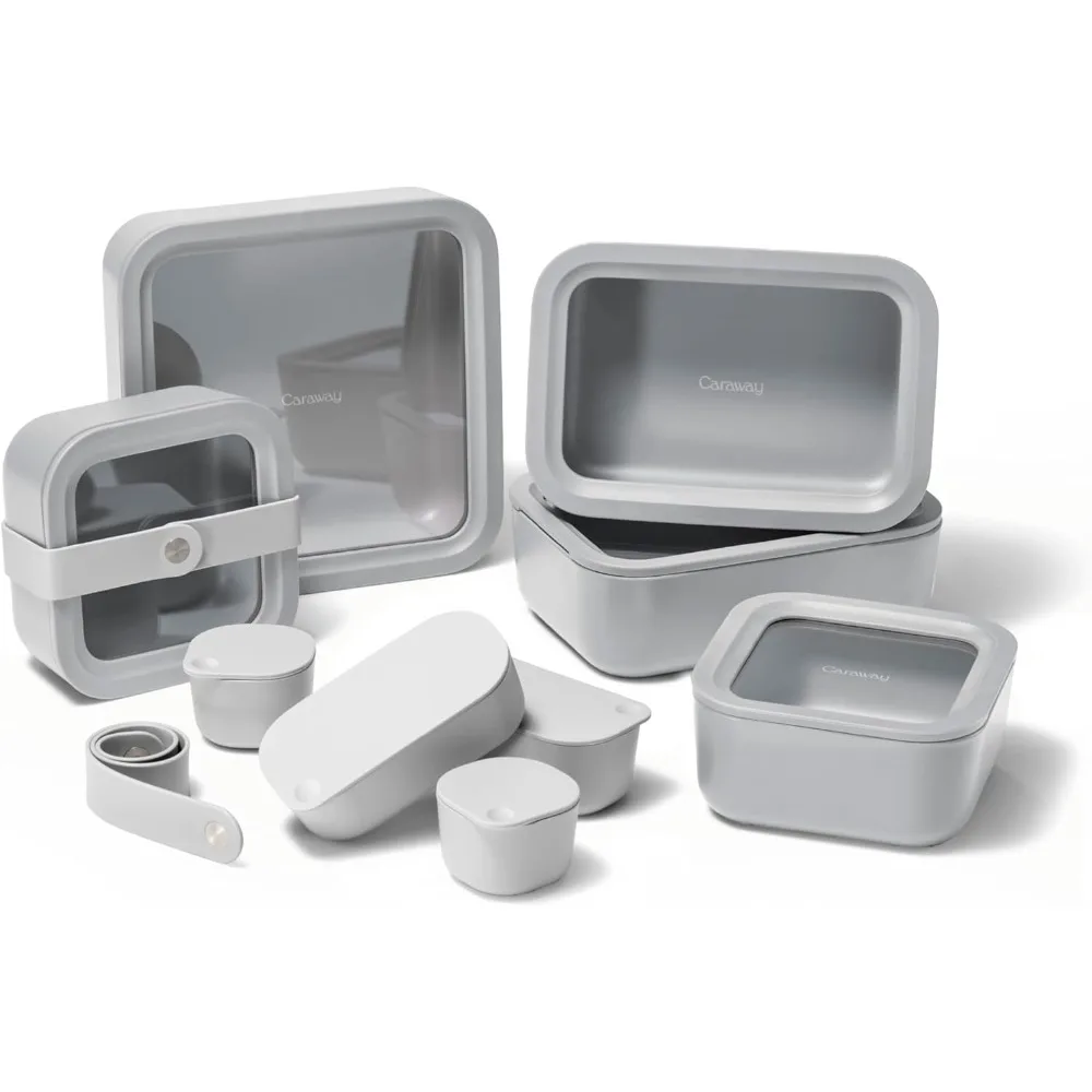 

Glass Food Storage Container Set - Easy to Store, Non Toxic Lunch Box - with Glass Lids - Includes Storage Organize