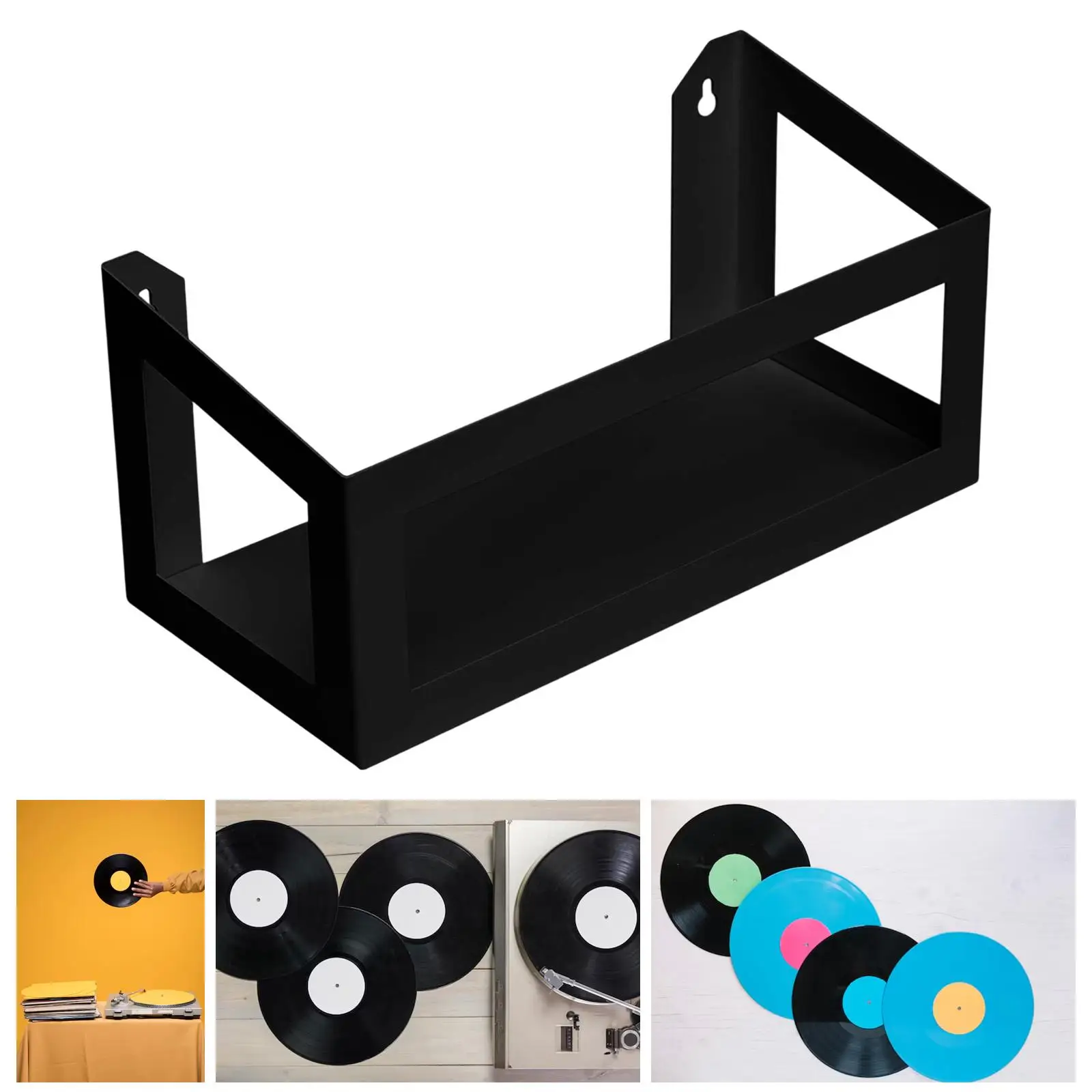 Minimalist Record Display Shelf Metal Vinyl Holder Wall Mount Cd Display Bookcase for Music Cds Space Saving view 2