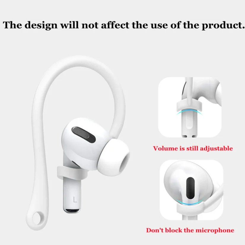 Anti-lost Earhook Eartips Secure Fit Silicone Wireless Earphone Protective Accessories 1Pair Holders for Apple AirPods 1 2 3 Pro