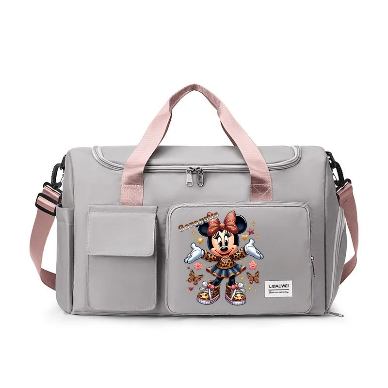 Disney Minnie Mickey Mouse Travel Bag Cartoon Clothes Shoe Storage Pack Shoulder Handbag Women Men Outdoor Portable Bags Gifts