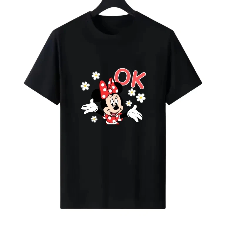 

Disney Mickey Mouse Couple Woman Round Neck Parent-child Clothing Loose Top Ladies Cheap Short Sleeves T-Shirt Y2k Sweatshirts