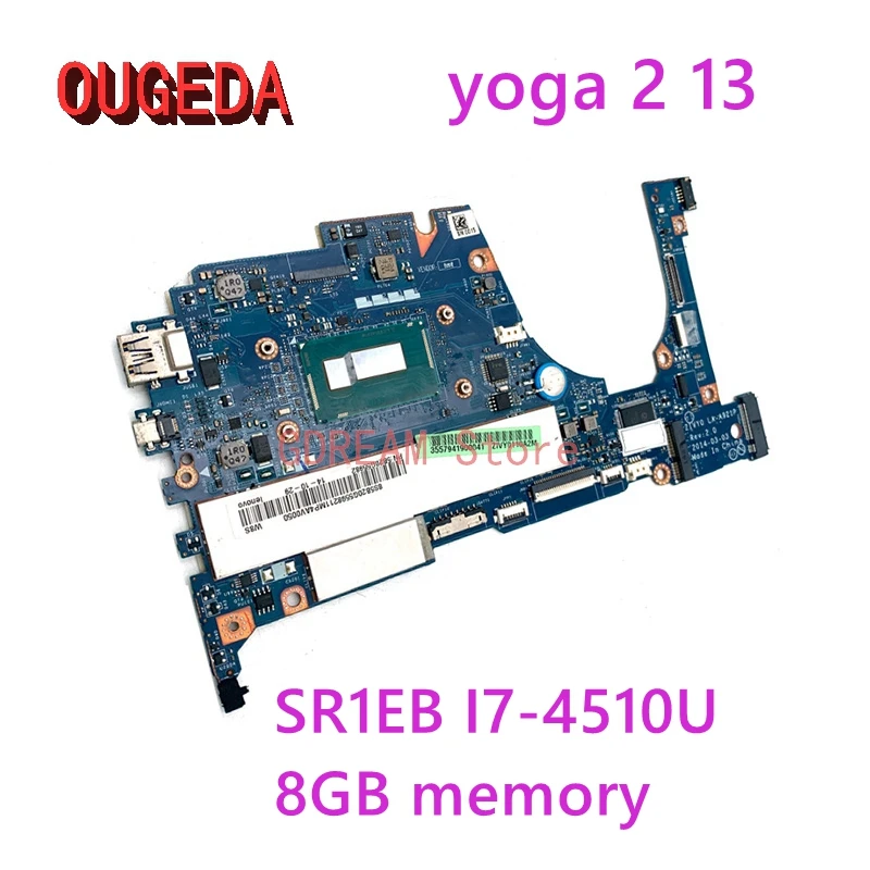 OUGEDA ZIVY0 LA-A921P For lenovo yoga 2 13 laptop motherboard I7-4500U/I7-4510U 8GB memory onboard Main board full tested