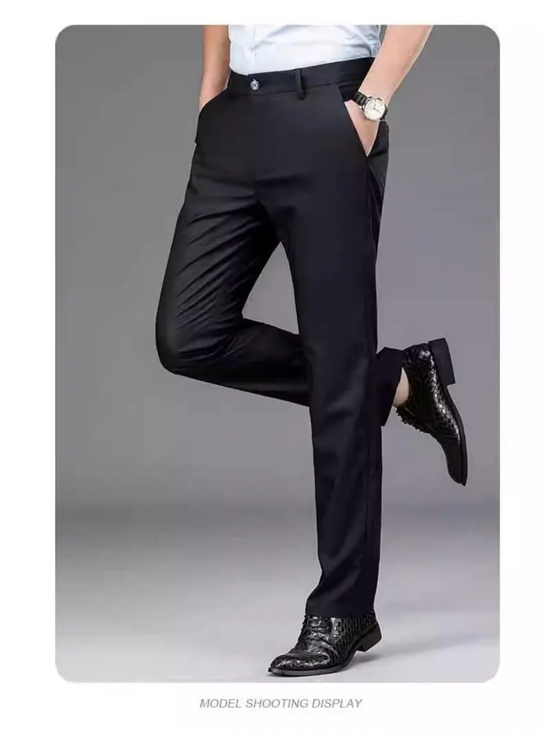 Male Pants Stretch Solid Black Smart Casual Men's Trousers Office Quick Dry Suit Pants New Spring Autumn Korean Straight Pants - Image 6