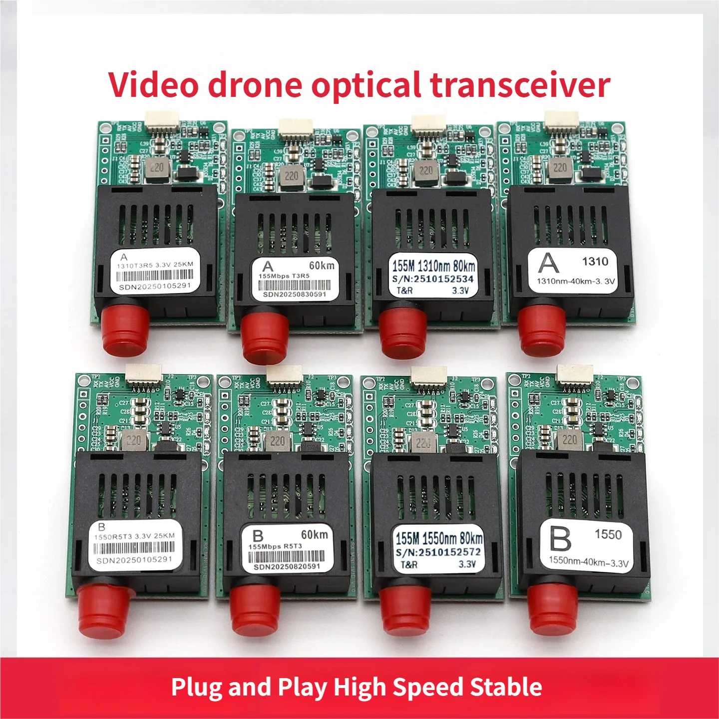 1pcs DC5.5-26V TTL Optical Transceiver Module for Sky and Ground UAV Optical Terminal TTL to Fiber AB Ends