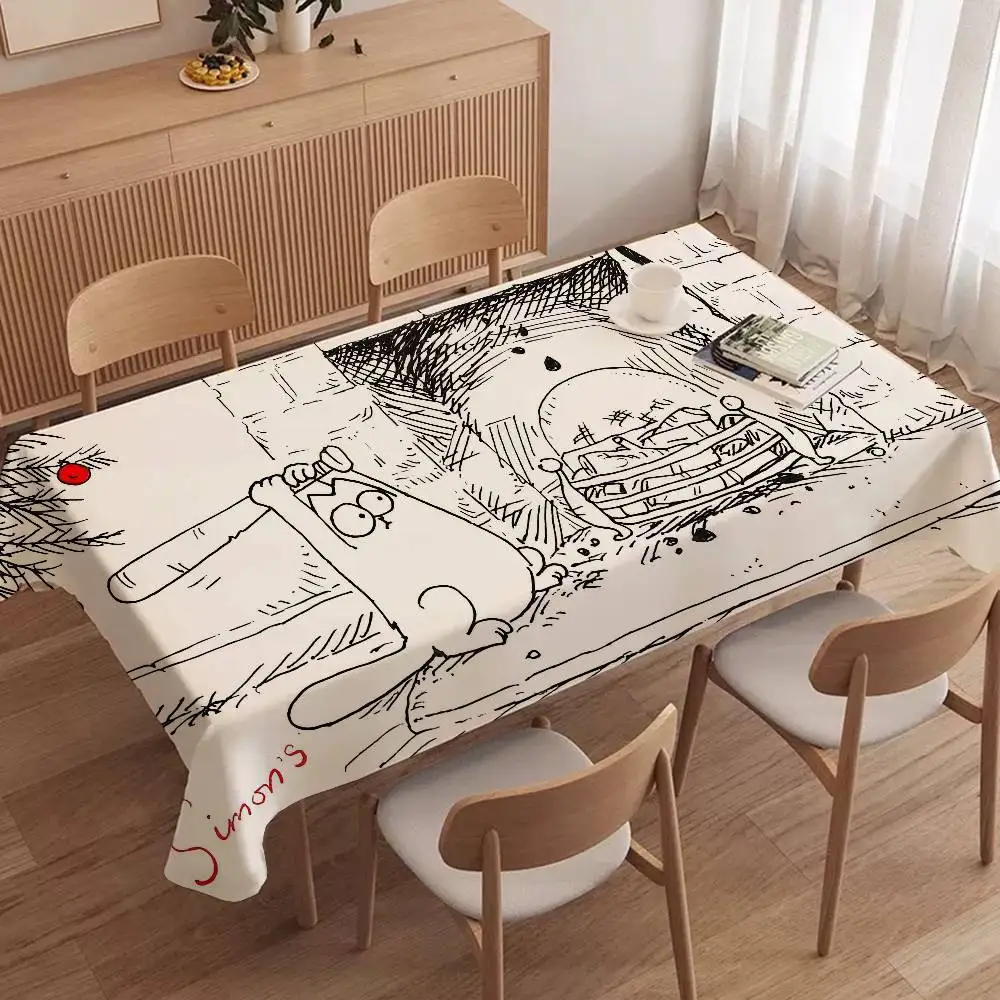 لطيف-S-Simons-القط مفرش المائدة المنزل عشاء حفلة غطاء الطاولة مأدبة الزفاف في الهواء الطلق غطاء حفلة فندق الديكور مفارش المائدة
