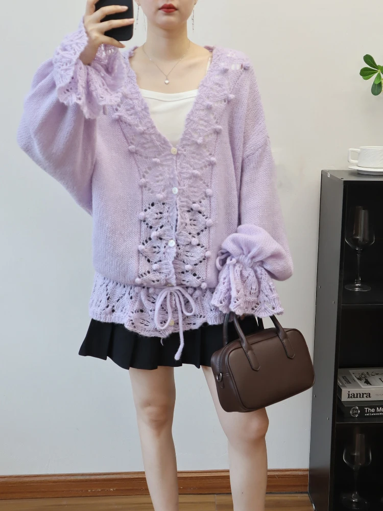 Vrouwen Zachte Hol Uitlopende Truien Losse Vest Tops Voor Herfst Winter 2025, Y2k Fashion Casual Gebreide Trui Pull Femme