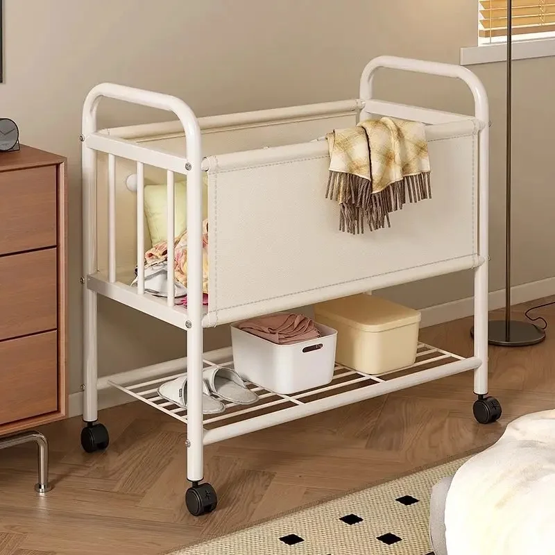 Two-layer Wheeled Laundry Storage Bin, Portable Dirty Clothes Hamper for Bathroom Bedroom Household Use JJ5416