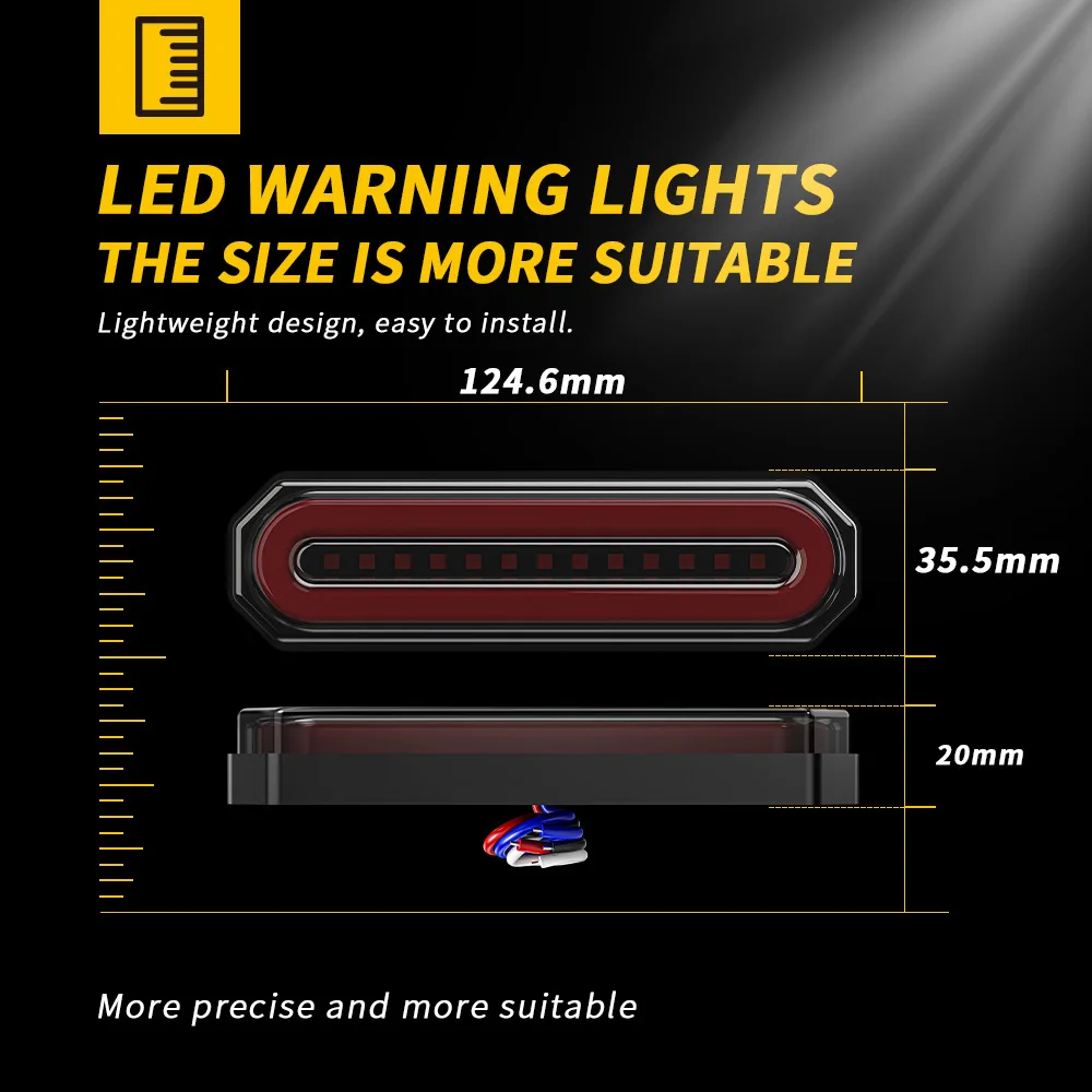 12V/24V LED Truck Side Marker Indicator Lights Car Flashing Strobe Lights Additional Brake Turn Signal Warning Rear Tail Lamp