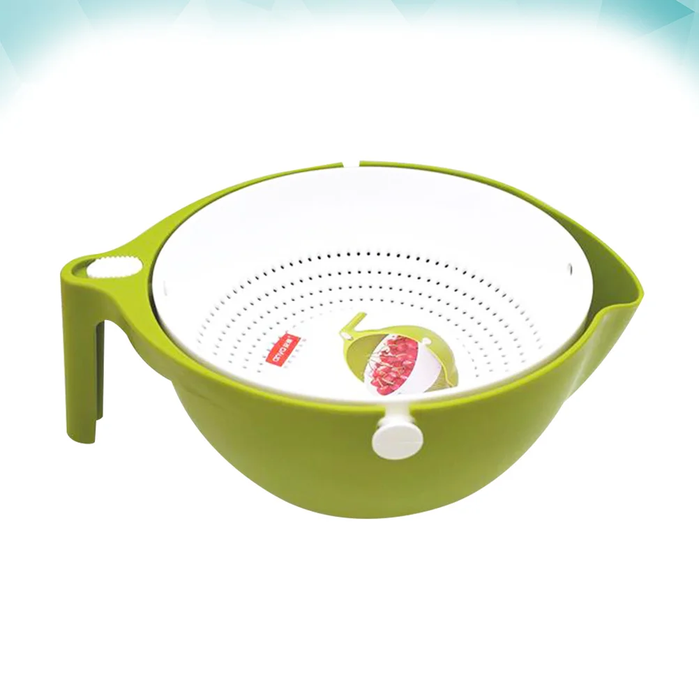 

1pc Double Layer Drain Basket Fruit Vegetable Washing Storage Kitchen Utensil Portable Plastic Colander Mesh Filter Green White