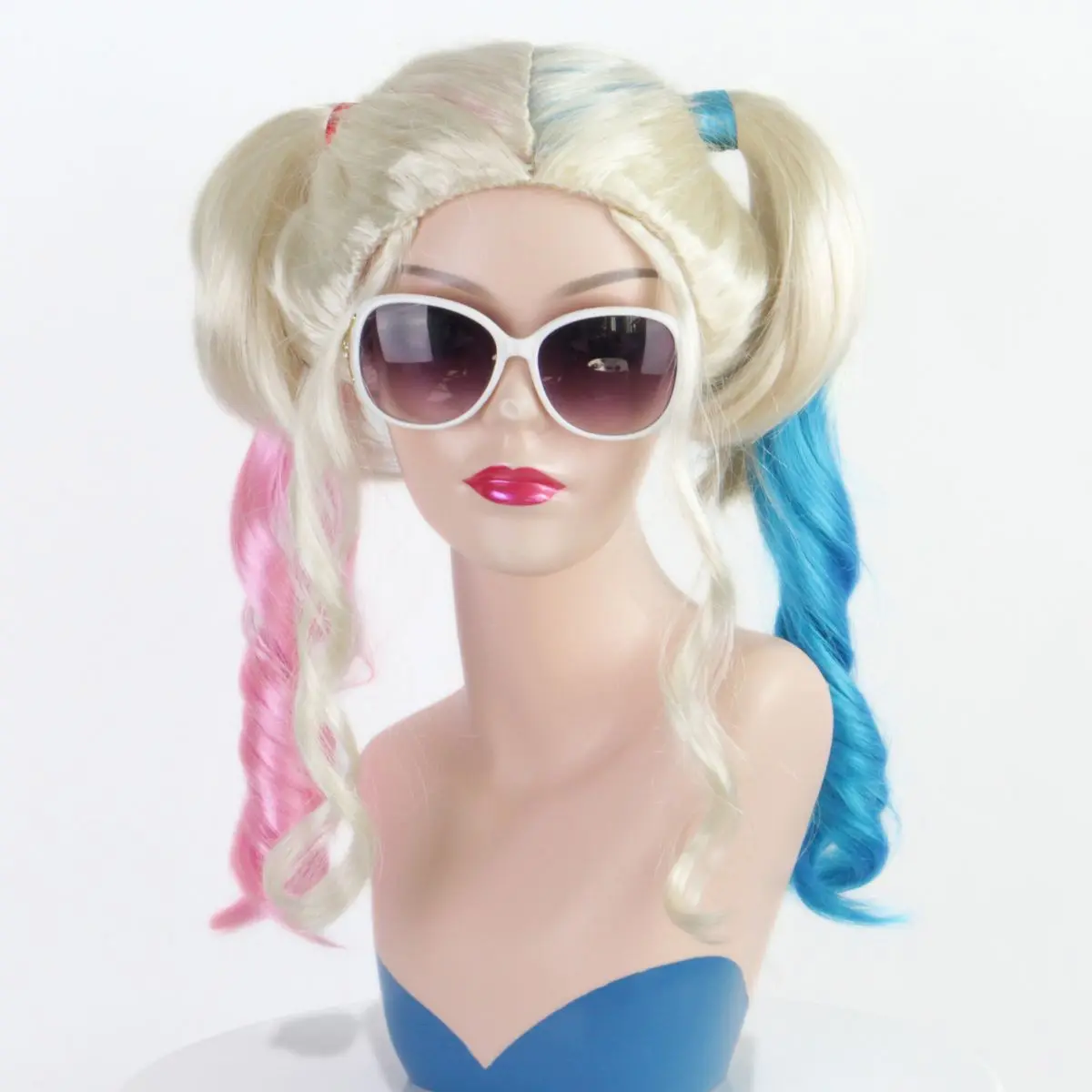 

Синтетический парик Anxin, двойной хвост, градиент золотисто-белый + розово-голубые мели, кудрявые волосы, дизайн с двойным хвостом на высокой короне, подходит для косплея/вечеринок/повседневной носки, для взрослых и подростков от 16 лет, реалистичный и п