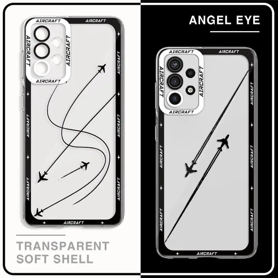 Premium Airplane Pattern Phone Case for Samsung Galaxy A35 A55A53 A54 A73 A34 A33 A25 A24 A13 A14 A15 5G Clear Soft Shell