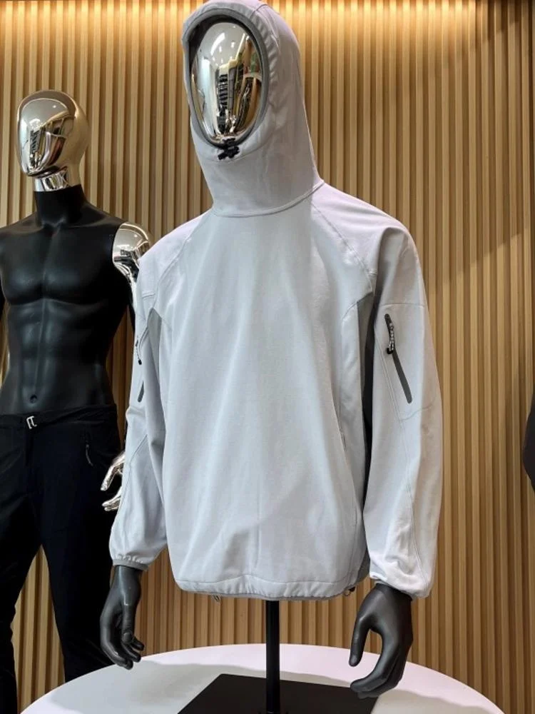 

Легкая дышащая мужская толстовка-худи для активного отдыха из полиэстера с длинным рукавом и принтом, удобная для походов