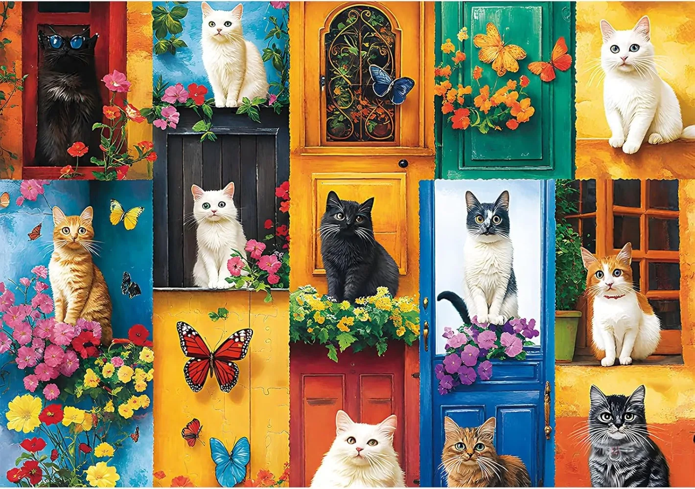 

Colorful Cat 120/300/500/1000 Pieces Adorable Kitten Art Jigsaw Puzzles Brain Training Challenging Educational Toy for Adult Kid