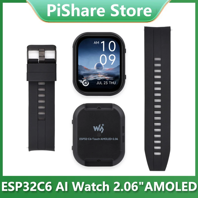 DeepSeek AI Voice Chat ESP32 C6 2.06-inch AMOLED Display Development Board 410×502 2.06inch TouchScreen Programmable Watch