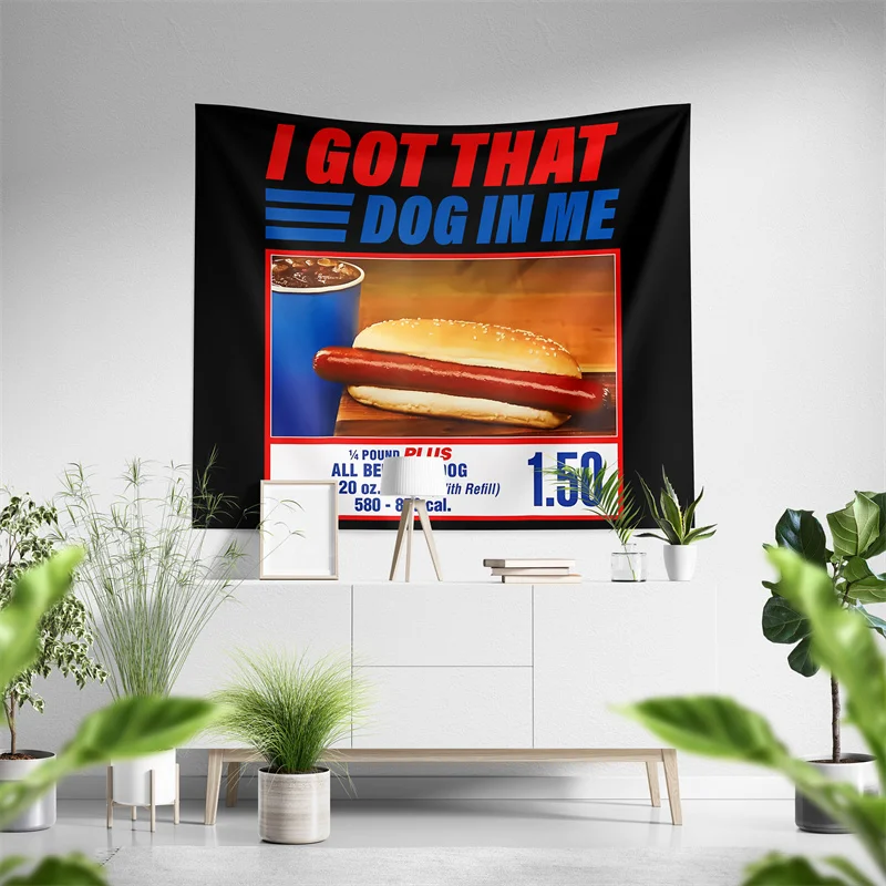 Aertemisi I Got That Dog in Me Keep 150 Dank Meme Hot Dog Combo Tapestry Wall Hanging Art for Bedroom Living Room College Dorm