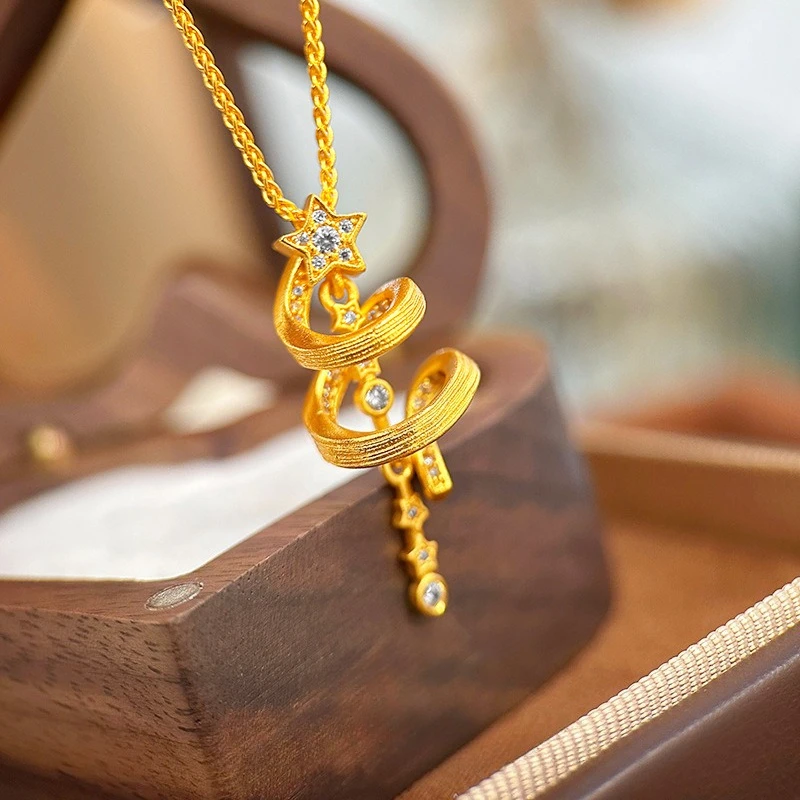 

Fashion K18 Gold Color Christmas Tree Flashing Star Pendant Necklace for Women Valentine's Day Birthday Birthday Jewelry Gifts