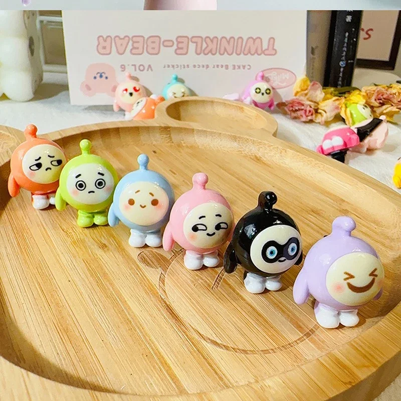 10Pcs Kawaii Cute Mini Rainbow Color Face Egg Party Figure Figurine Hairpin DIY Accessory Decor Model Toy Gift for Young Lady