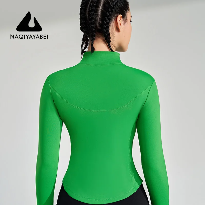 Women's sports fitness long-sleeved jacket new yoga tops slim sunscreen quick dry clothes