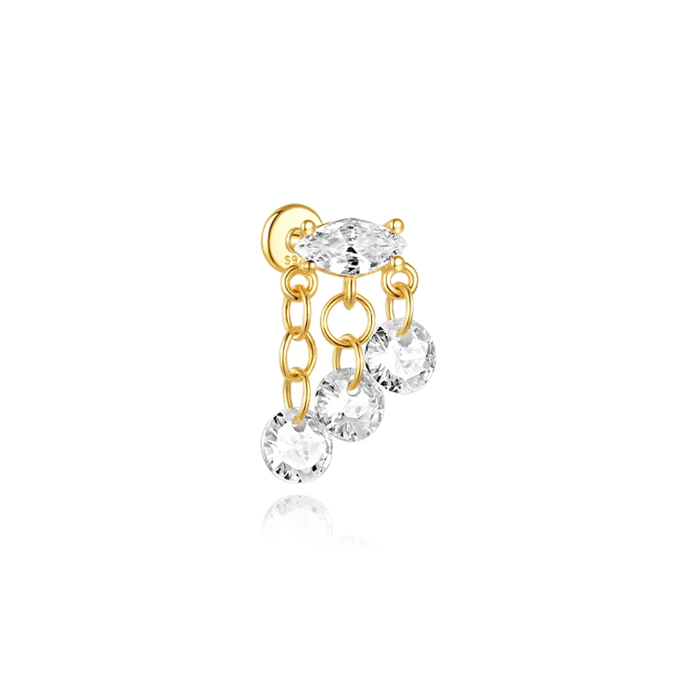 Women's 925 Sterling Silver Crown Tassel Thread Earring