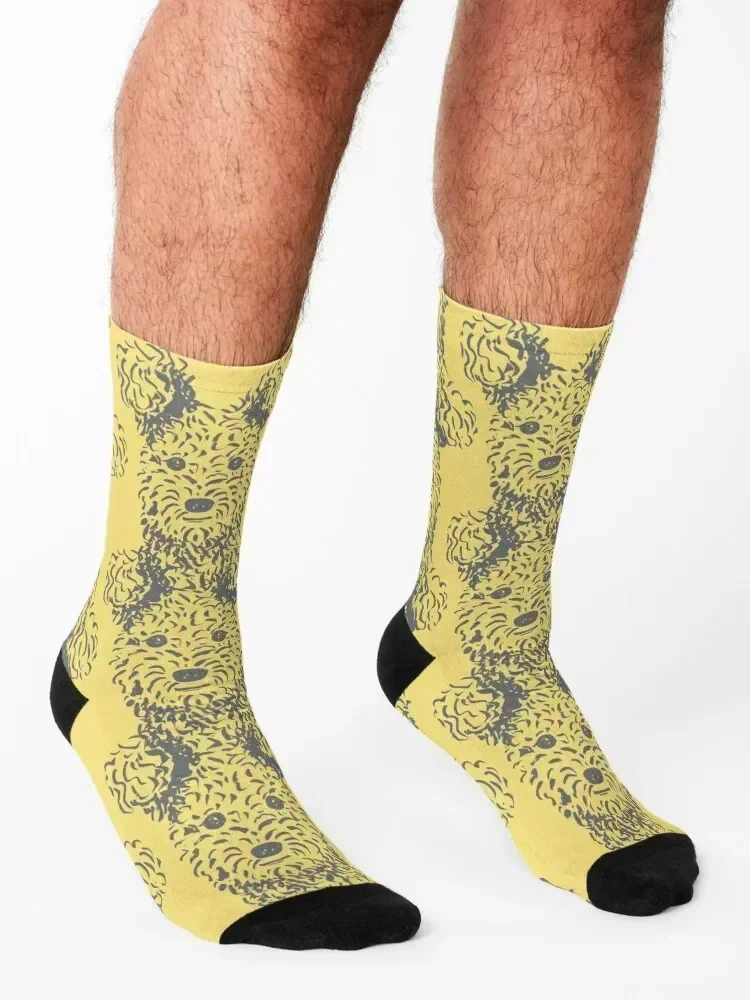 Pumi (amarillo y gris) – Nuevos calcetines de colocación de obras de arte calcetines de liga brillantes de invierno para hombres y mujeres