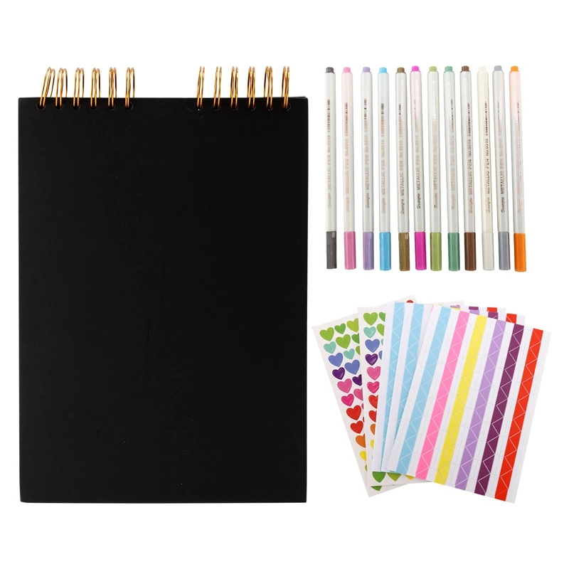 

Scrapbook Photo Album With 80 Pages/40 Sheets Hardcover Craft Pages DIY Memory Books With Metallic Marker Pens