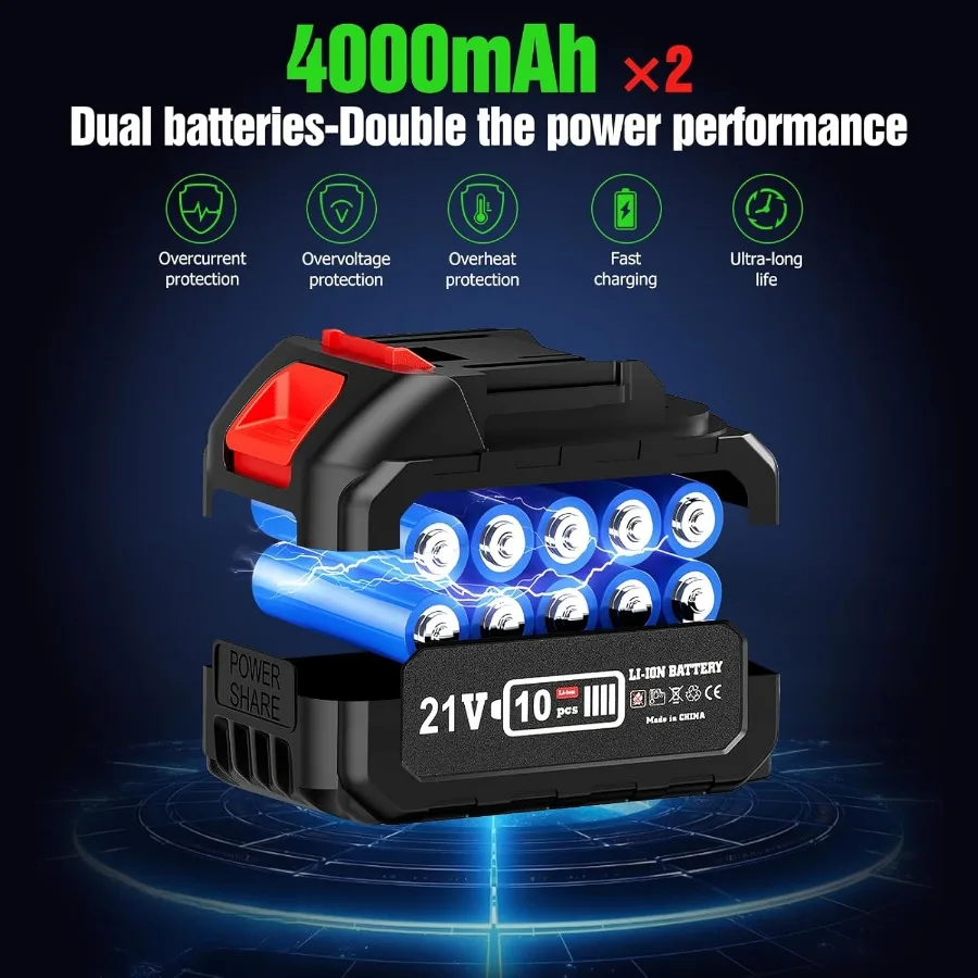 منفاخ أوراق شجر لاسلكي مع بطارية وشاحن للعناية بكفاءة في الحديقة وتنظيف الفناء، تصميم محمول خفيف الوزن مع امتداد