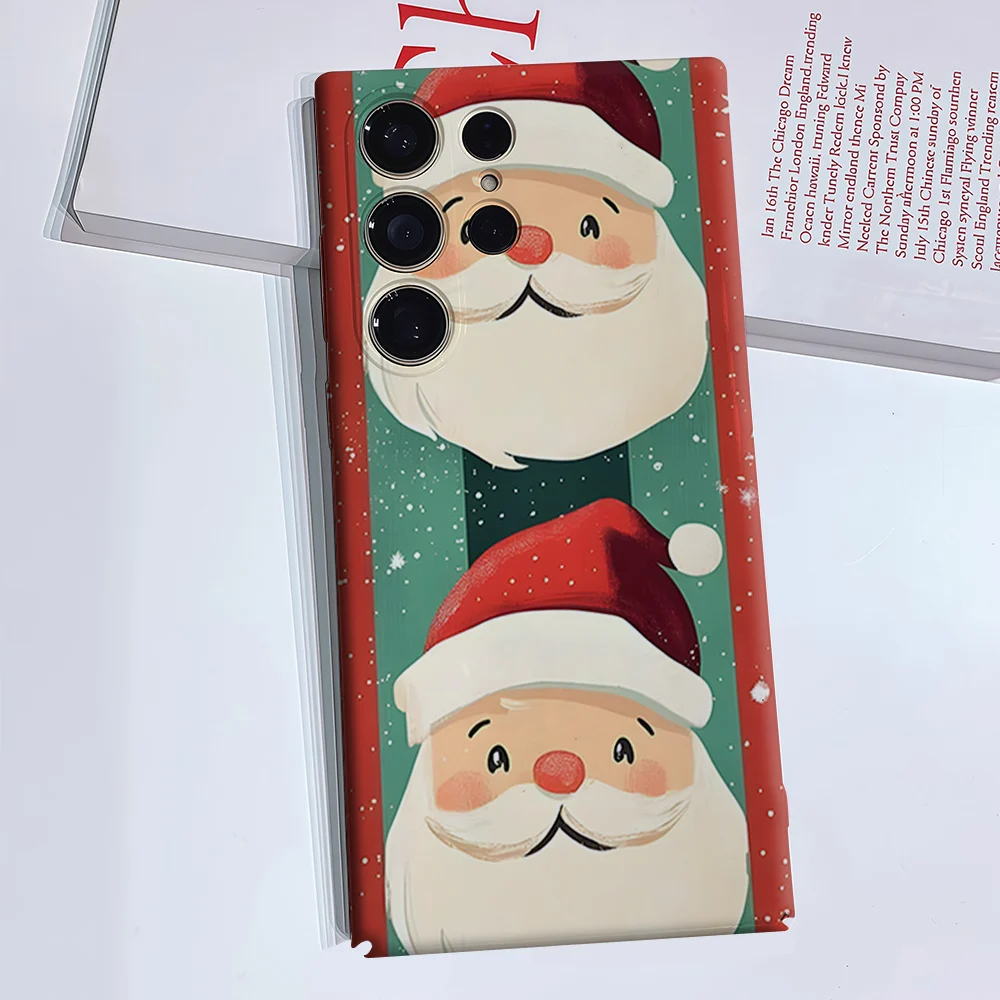 Santa Stripes Phone Case for Samsung Galaxy S26 S25 S24 S23 Ultra Plus Luxury Double-layer anti-fall Back Cover
