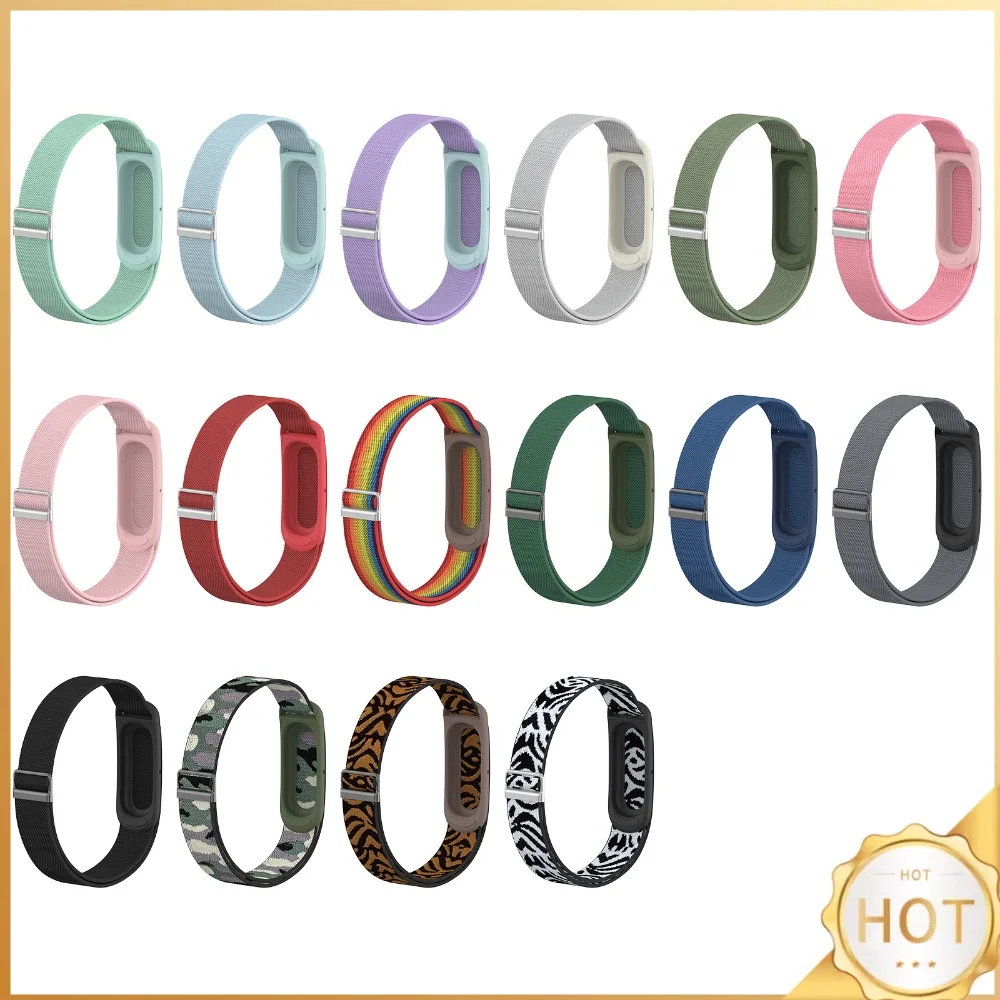Quick Install Elastic Nylon Strap for Fitbit Air Woven Adjustable Metal Buckle Leopard Print Quick Install