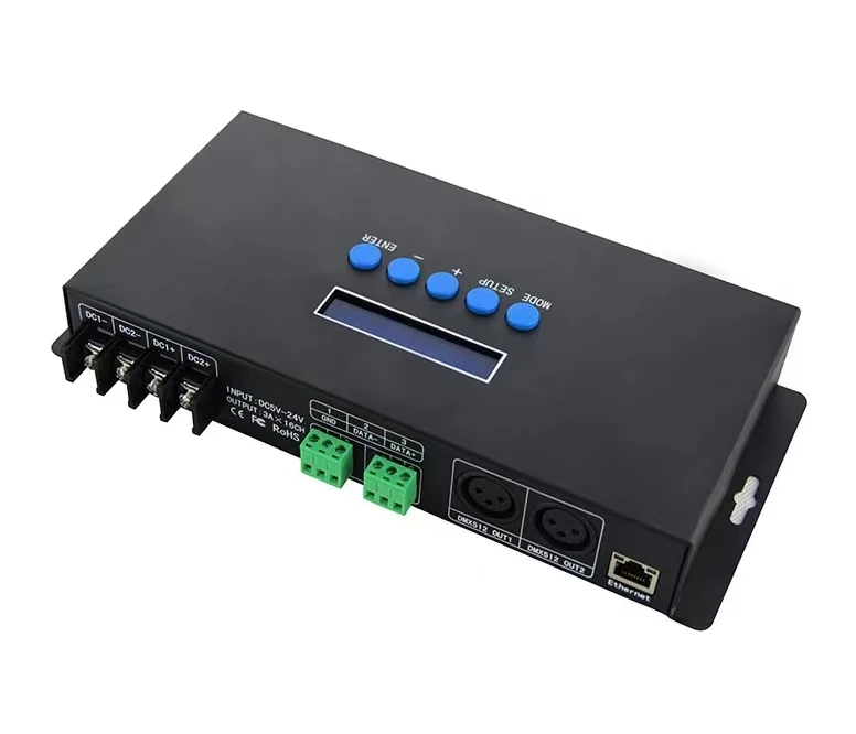 16-канальный пиксельный контроллер BC-216 DMX512 SPI для матричных проектов светодиодных лент WS2812B SK6812 16-канальный пиксельный контроллер BC-216 DMX512 SPI для матричных проектов светодиодных лент WS2812B SK6812