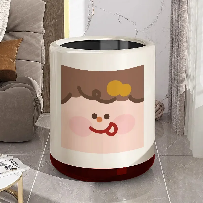 2024 New Light Luxury Large Trash Can for Living Room Kitchen Bedroom Bathroom Dormitory Cute Girl Paper Basket Household