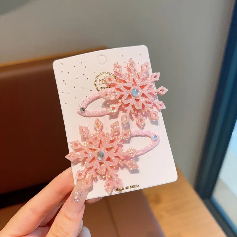 2 قطع شتاء جديد المجمدة ندفة الثلج دبوس الشعر الأطفال مقطع الشعر إلسا الأميرة الشعر التبعي فتاة الجانب BB كليب