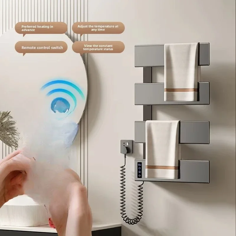 Household bathroom intelligent electric heating disinfection drying towel rack with drilled holes for disinfection drying towels