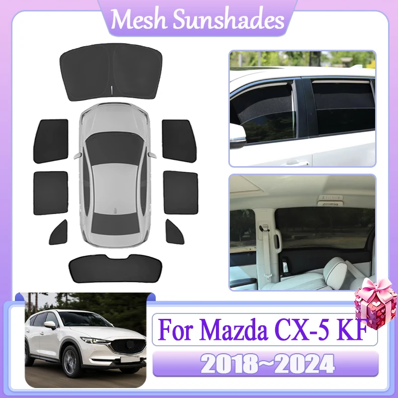 

For Mazda CX-5 KF MK2 2018 2019 2020 2021 2022 2023 2024 Magnetic Sunshade Window Anti-UV Car Mesh Sun Shade Auto Accessories