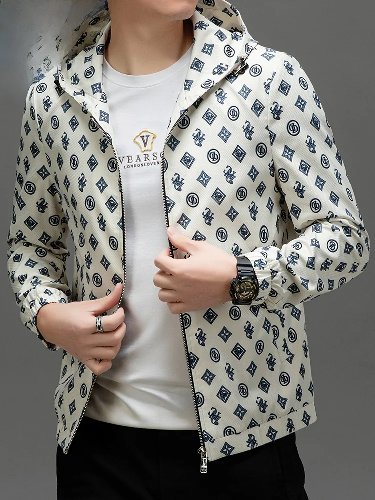 

Men's Lightweight Hooded Jaet Faion Urban Sle Spring Autumn Seasonal Polyester Fiber Stand Fit Zipper Closure