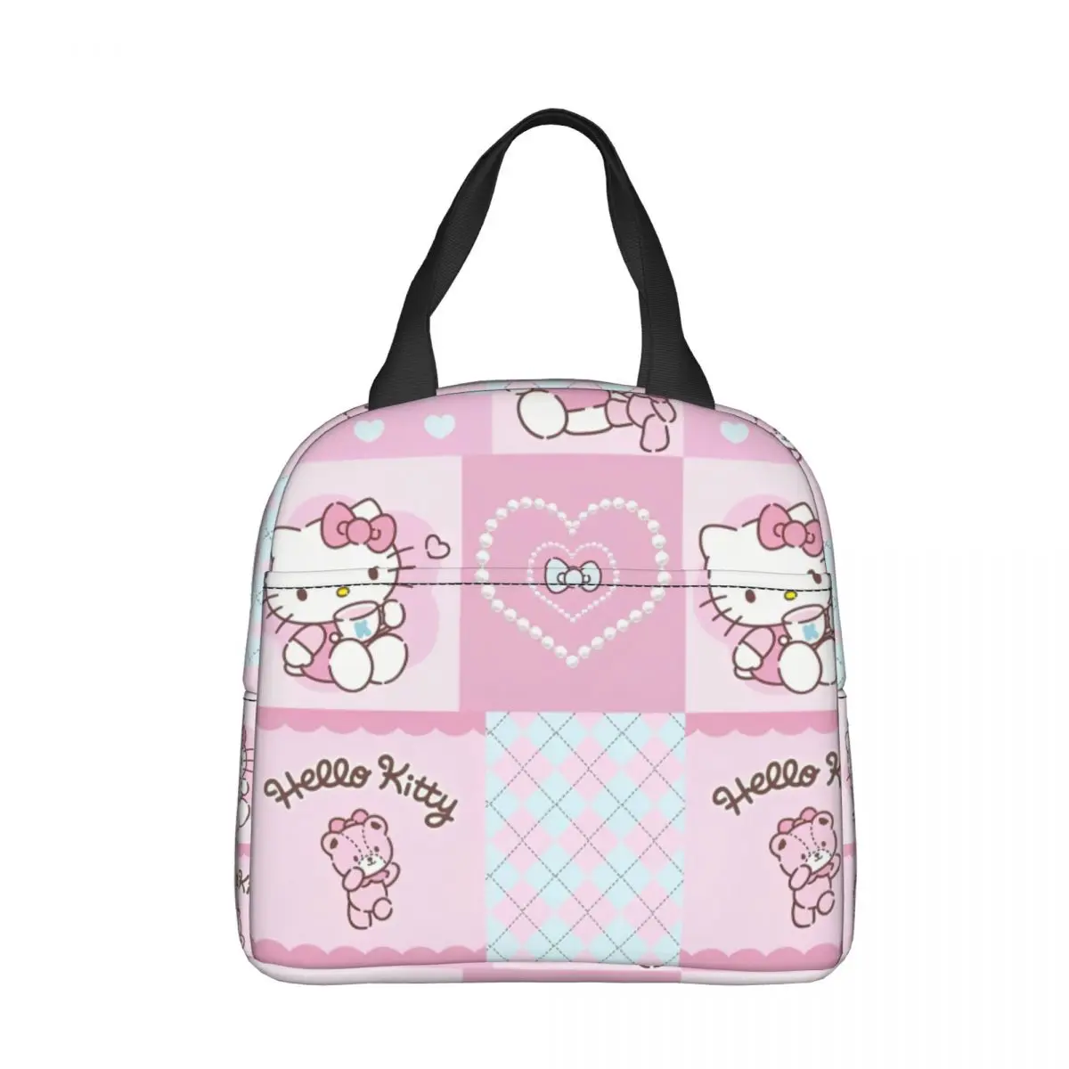 Lovely Hello Kitty Pink Insulated Lunch Bags Large Lunch Container Cooler Bag Tote Lunch Box College Outdoor Men Women