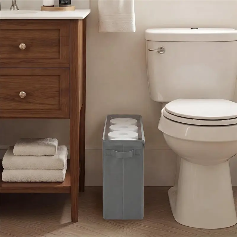 YANA50I Toilet Paper Storage Basket,Toilet Paper Storage With Lid,Hold 12 Regular Or 9 Large Rolls,Toilet Tissue Holder Basket A
