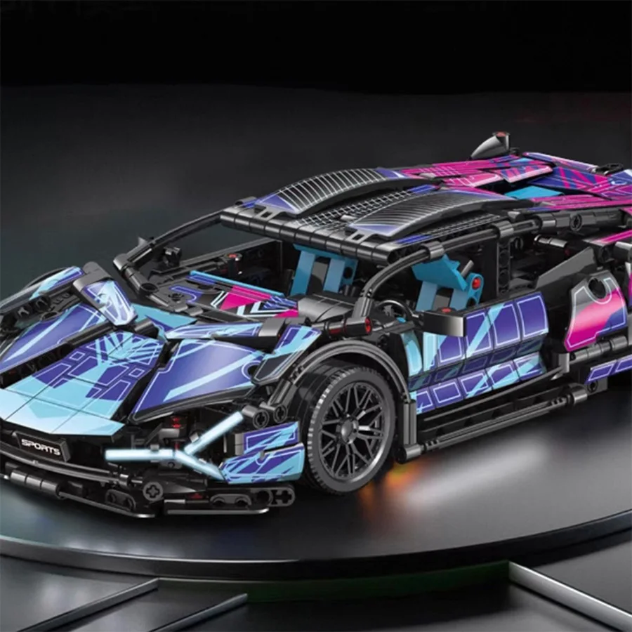 

Building blocks, 1:14 black sports car building block model building blocks, city sports car building blocks, car door openable