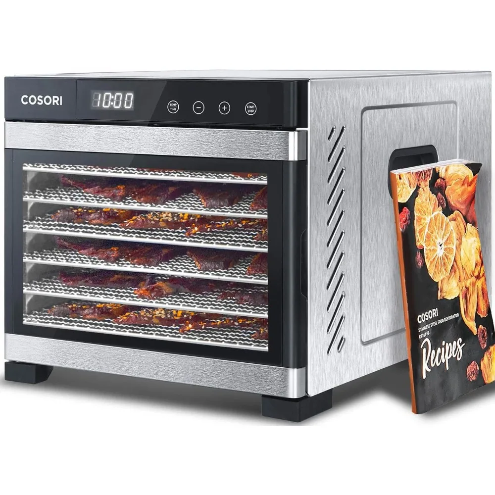 

Food Dehydrator for Jerky, Large Drying Space with 6.48ft², 600W Dehydrated Dryer, 6 Stainless Steel Trays, 48H Timer,