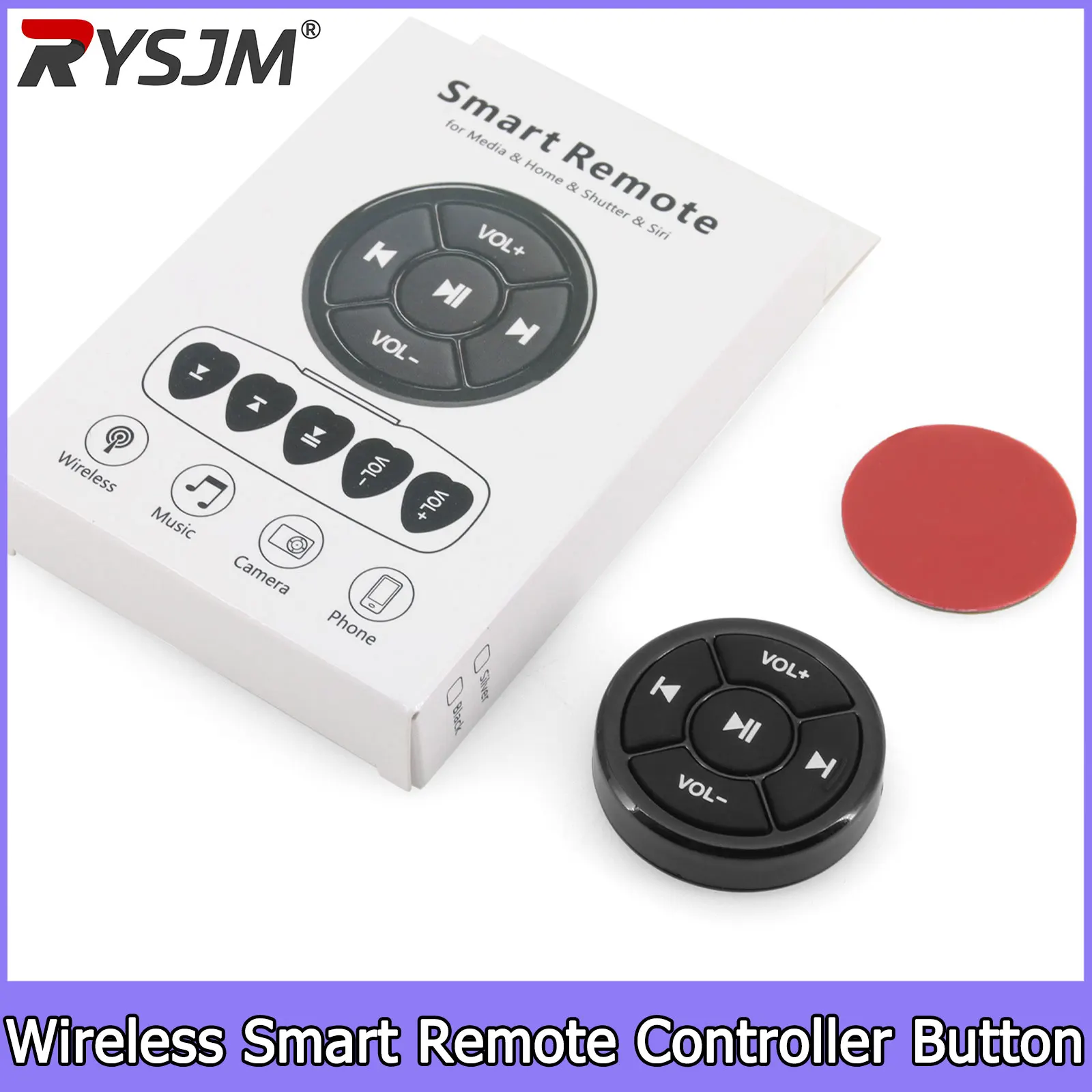 Wireless Bluetooth-compatible Remote Controller Media Button For Car Motorcycle Bike Steering Wheel Music Play For IOS Android
