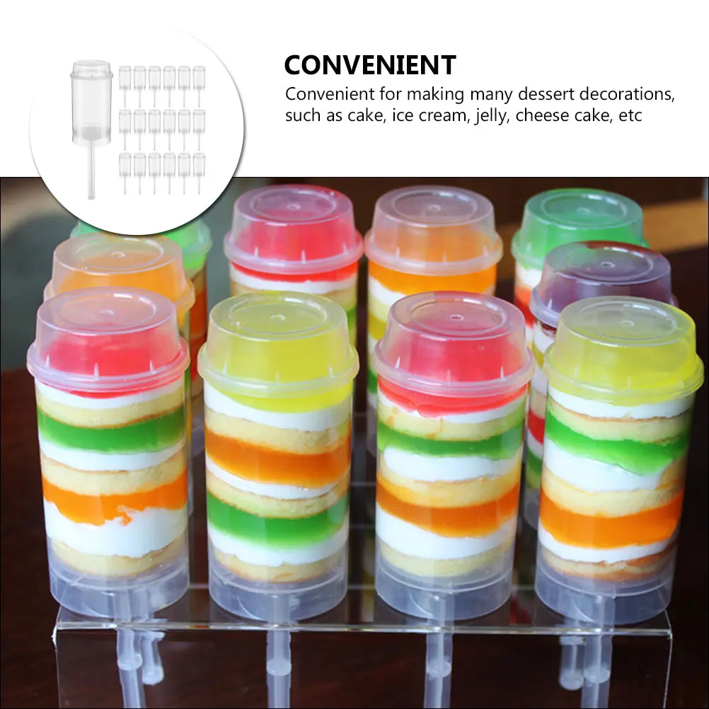 

40pcs Push Pop Containers Baked Goods Pusher Cake Ice Cream Storage Round Plastic Leakproof Easy Clean Reusable Wedding Party