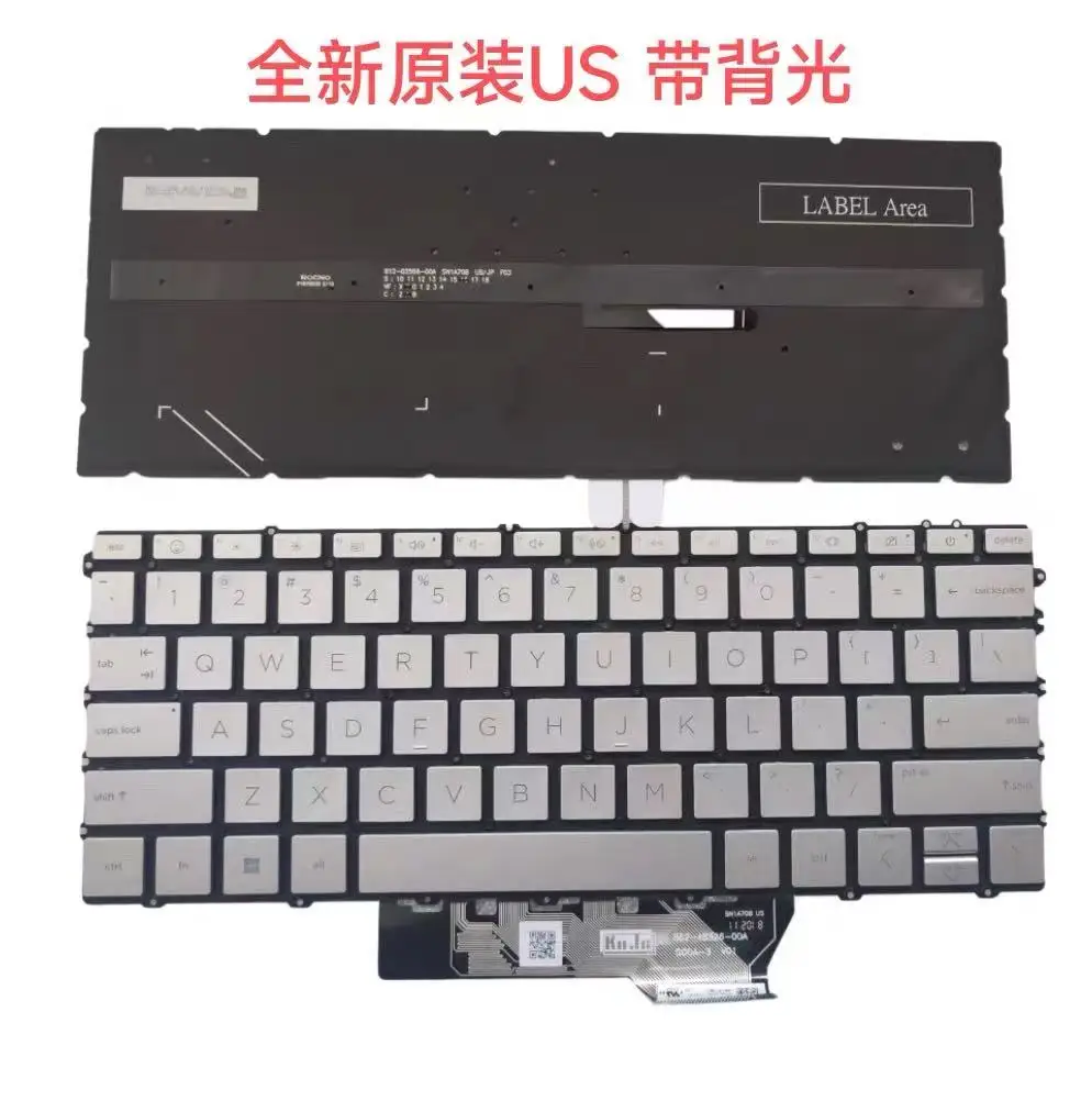 

Silver Backlit Keyboard for HP Envy X360 2-in-1 13-BF Laptops TPN-C161