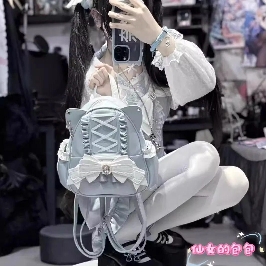 Кошачьи уши Джирай Кей Ручная сумка Рюкзак Рюкзак Сумка Женская Лолита Kawaii Ins Mine Style Хэллоуин Рождество Косплей Карнавальная вечеринка