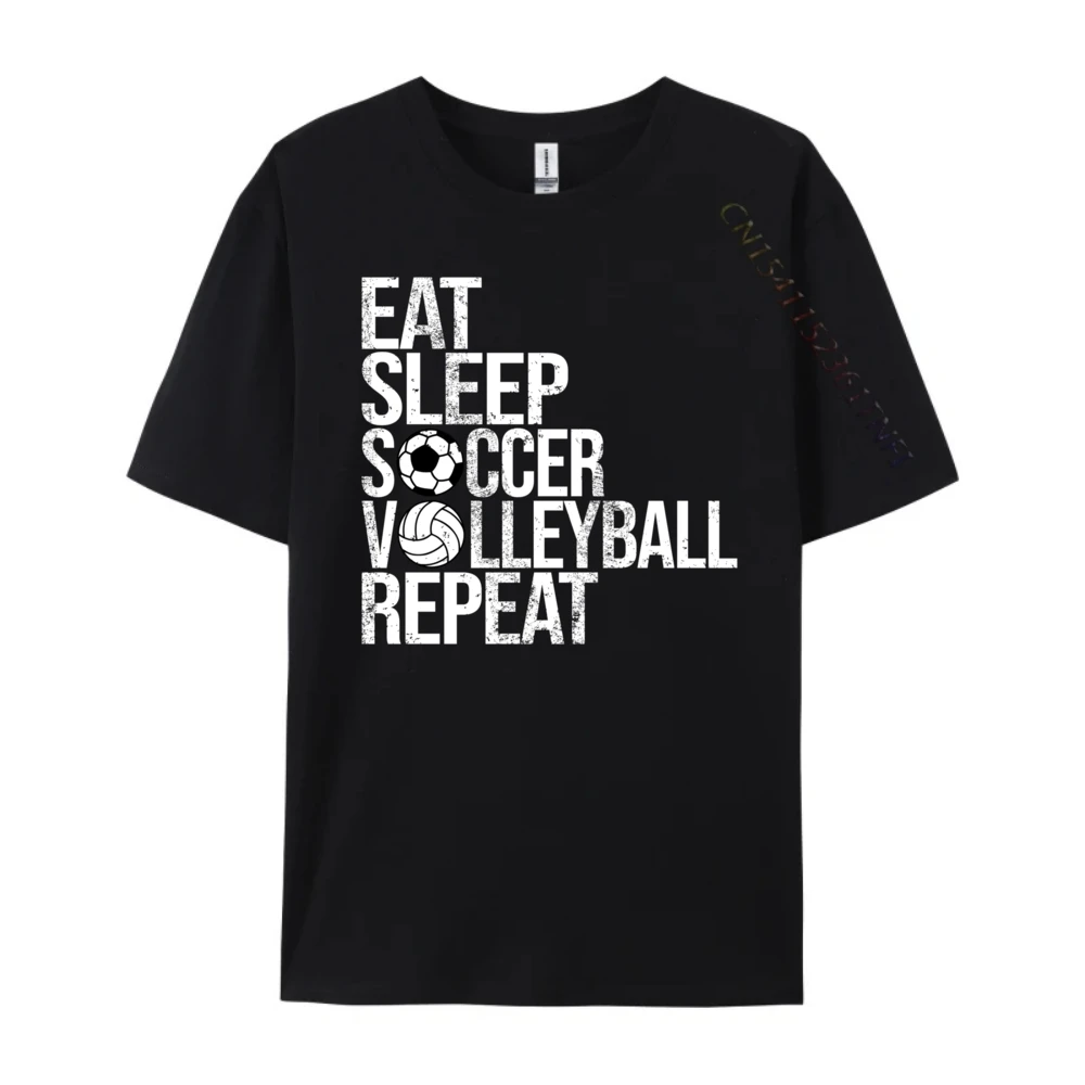 Eat Sleep Soccer Volleyball Repeat Ball XS Graphic T Shirts Oversized T Shirt Men Christmas Tee Shirt