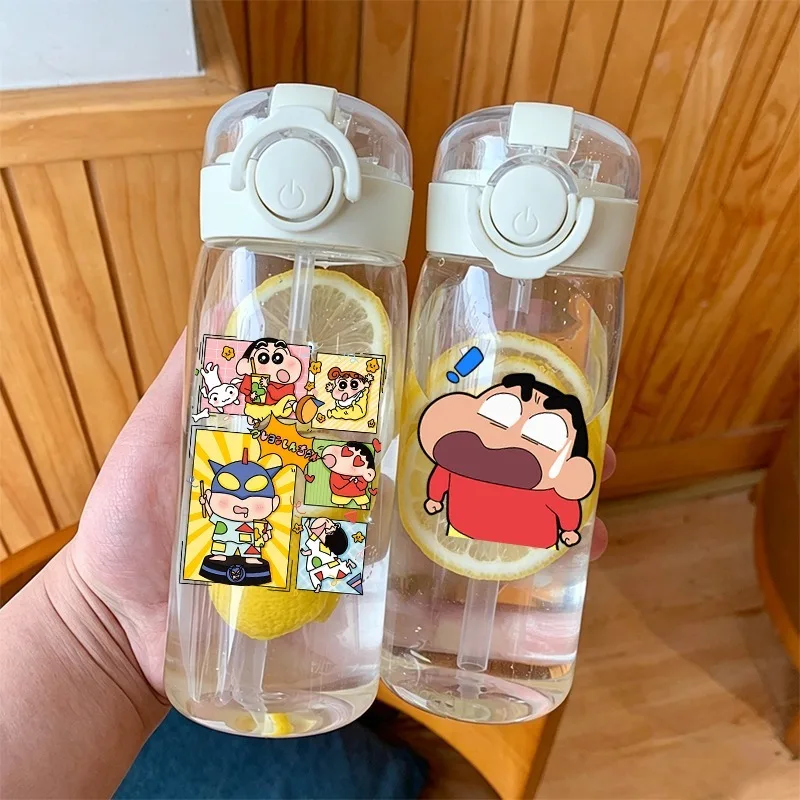 

Crayon Shin-chan 400ml Water Bottle with Straw Cartoon Anime Pattern Printed Cup Unisex Outdoor Portable Sports Bottles Gifts
