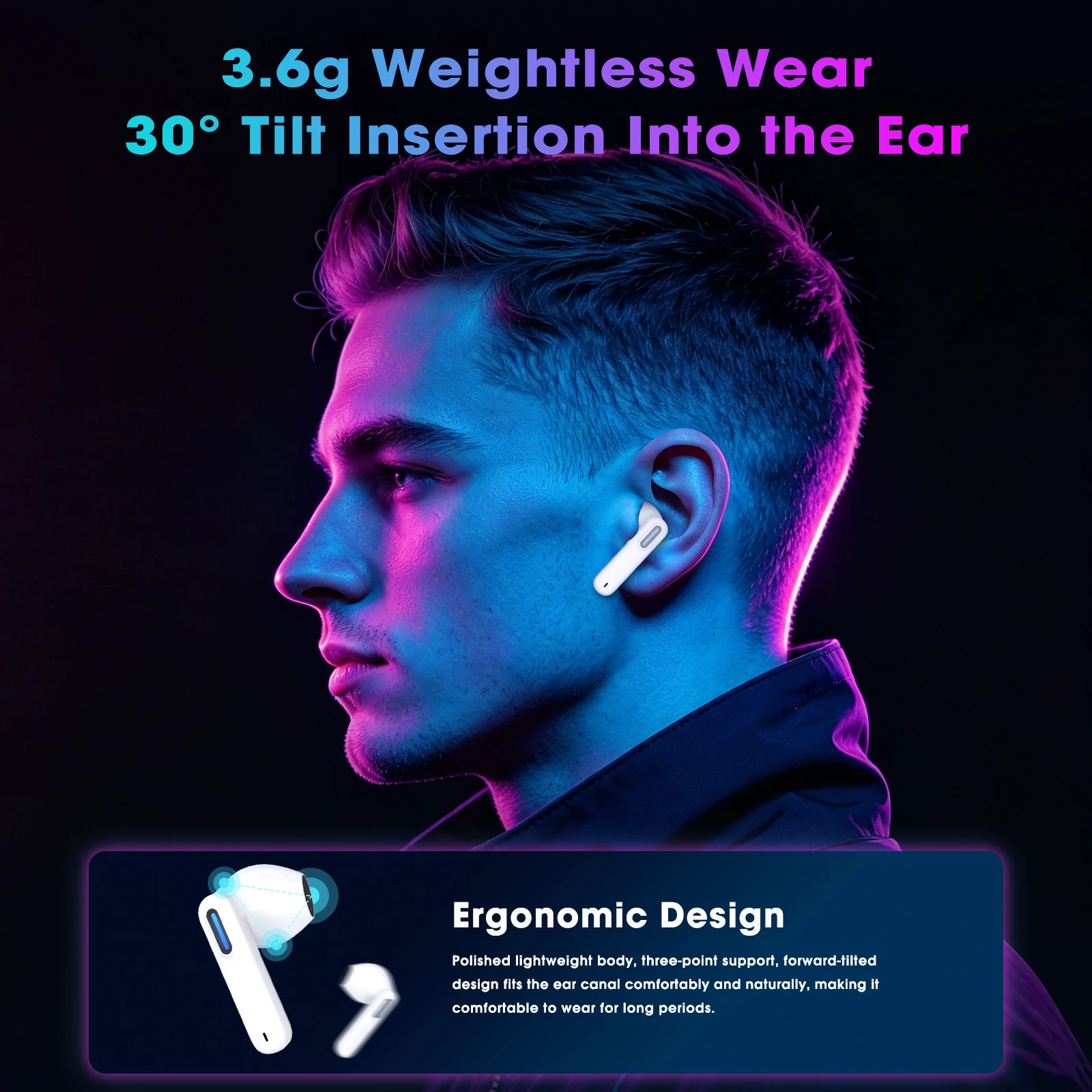 Auriculares Bluetooth HTC NE49 6.0 True Wireless Earbuds Gaming HiFi Deep Bass Lightweight Cool Design IPX5 Waterproof Choice