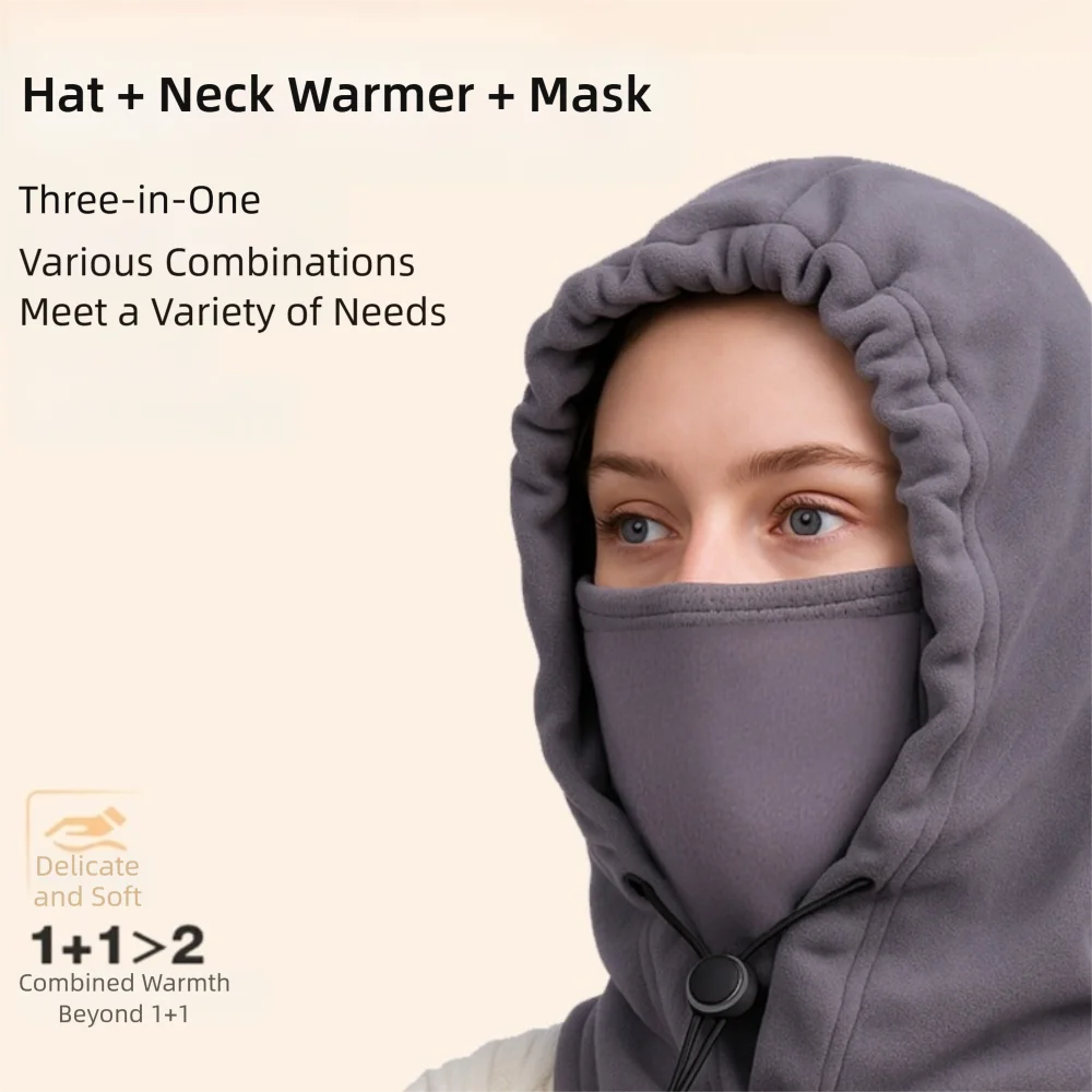 

New Windproof Balaclava Hat with Mask Warm Pullover Hats Cold Proof Breathable Ear Protection Cap Outdoor Sport